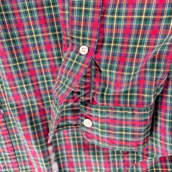 Ralph Lauren Mens XL Classic Fit Red Green Plaid Button-Down Shirt Long Sleeve - Picture 7 of 10